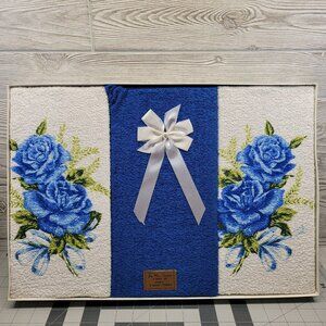 Jay Marc Creations Bathroom Towel Set 3 Piece Guest Towel Blue Rose Floral Vtg‎